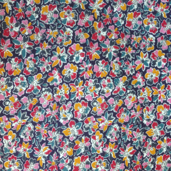 Liberty Jersey Fabric in Navy Red and Pink