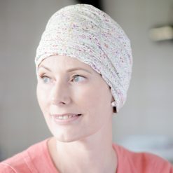 Ruched hat for cancer patients in Liberty jersey
