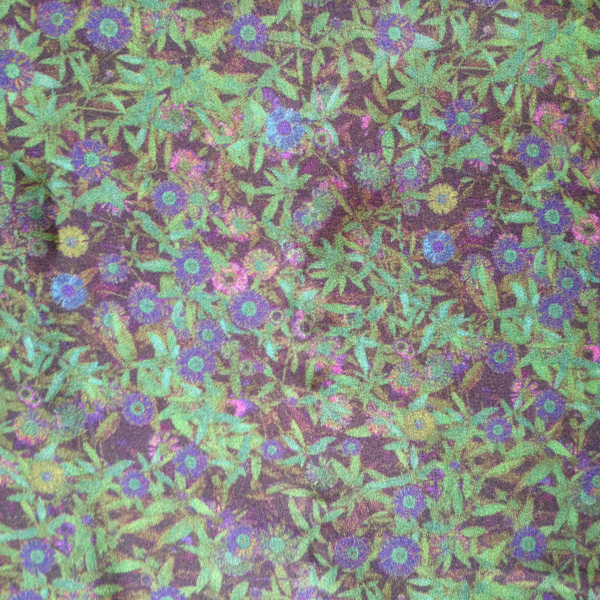 Cancer Scarf Silk Fabric with Small Leaves and Floral Green pattern