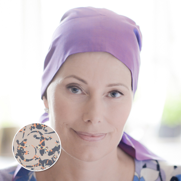 Bandanna style headscarf for cancer patients in silk pattern
