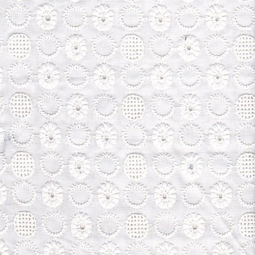 White Embroidered Cotton Fabric for Cancer Headscarf
