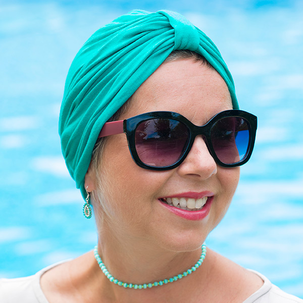 Turban Hat for Cancer Patients in Turquoise