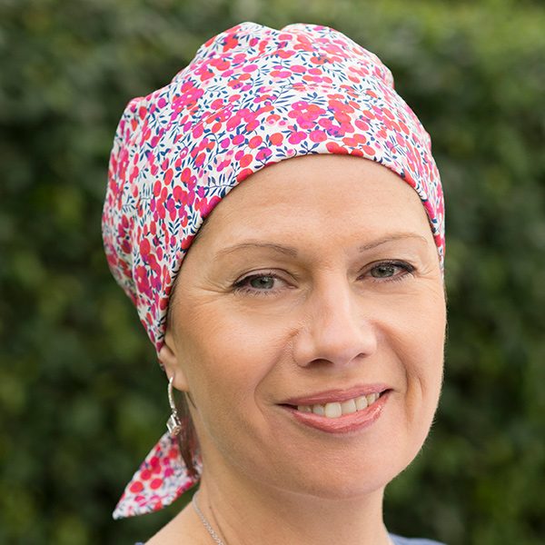 suitable for Chemo hat Silk head wrap for sleeping hair loss 100% Silk or Cotton lined in aubergine purple Liberty of London Tana Lawn