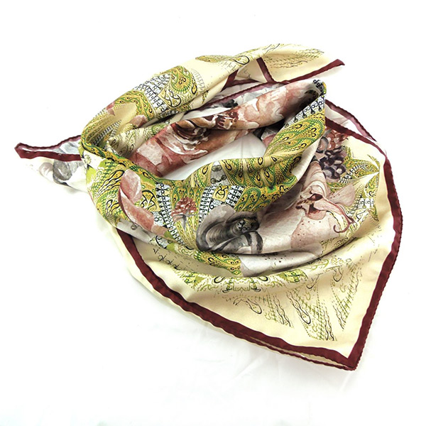 Silk Scarf Alopecia hat Orchid Paisley Burgundy