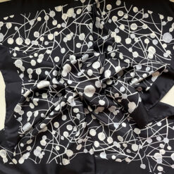 Sofia Black and White Monochrome silk scarf cancer hat