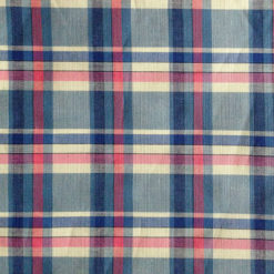 Blue pink cream check cotton fabric for chemo scarf