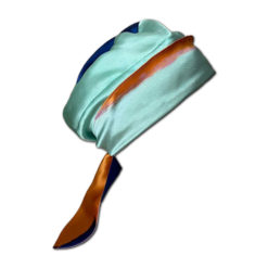 Turquoise Lines Silk Fabric for Chemo Headscarf