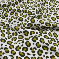 Ecru Leopard Bamboo Fabric for Amber Chemo Turban