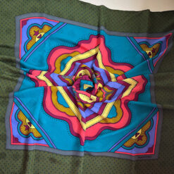 Sophia Khaki Blue Pink Sage silk scarf for cancer hat