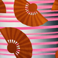 Pink Grey Fan Silk Fabric for cancer hat